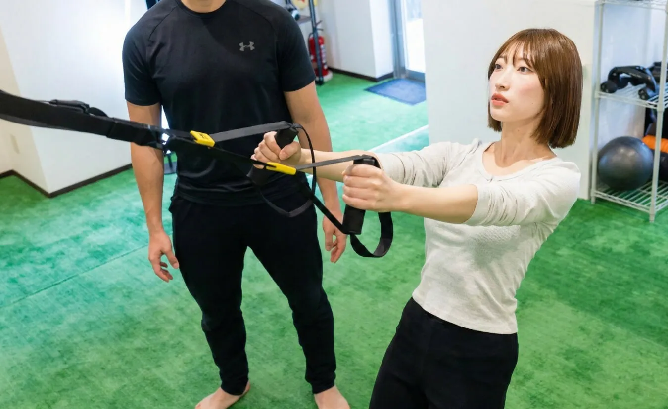 運動をしている女性
